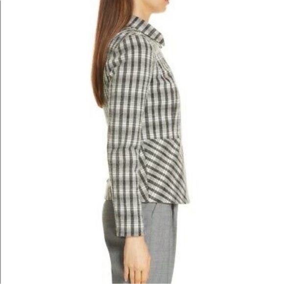 NWT Lewit Black/Ivory Chandler Plaid Peplum Coat Blazer Jacket Size XL - Picture 2 of 7